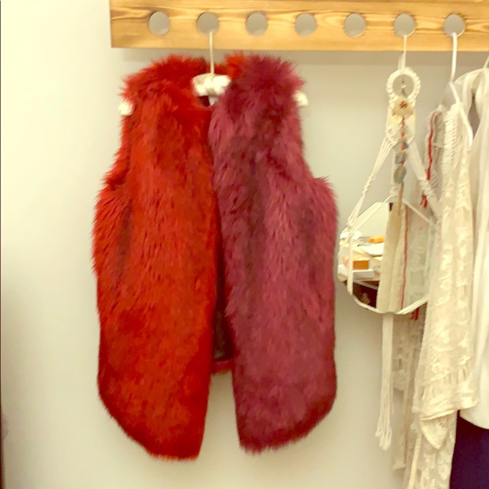Diesel faux fur vest red/pink